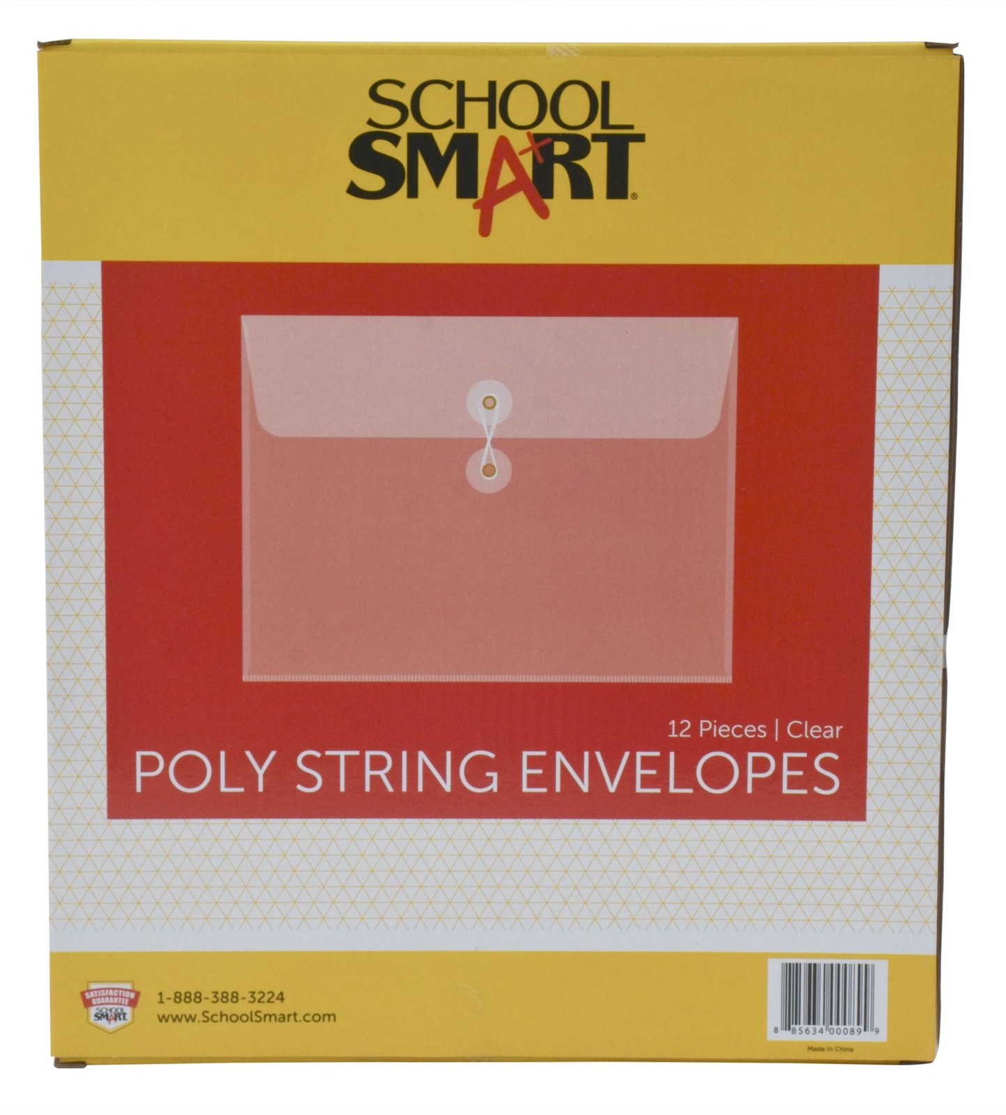 School Smart Expanding Poly String Envelopes, Letter 8 x 10 Inches, Clear