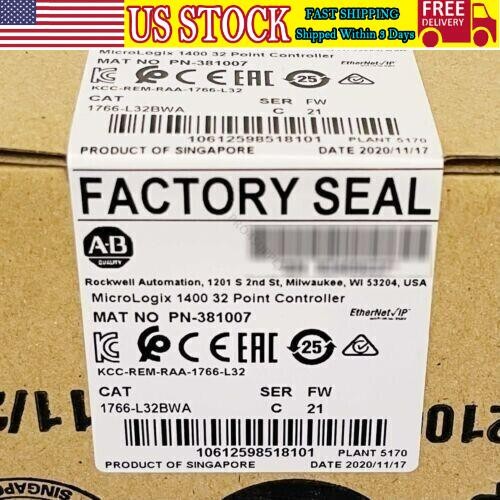 NEW 1766-L32BWA MicroLogix 1400 32 Point Controller AB 1766L32BWA US Free Tax
