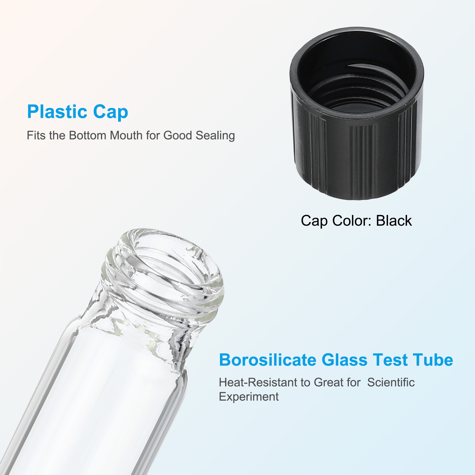 15ml Test Tubes, 10pcs 5.91×0.63in Glass Test Tube Containers with Plastic Cap