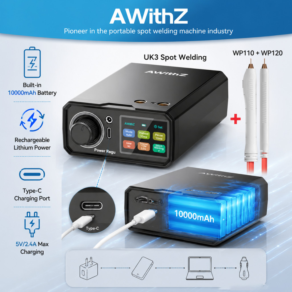 AWithZ Spot Welder Pedal Farad Capacitor 18650 Li Battery Spot Welding Machine