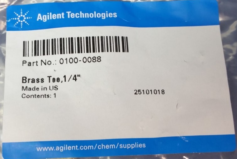 Agilent Technologies 0100-0088 Brass Tee 1/4″