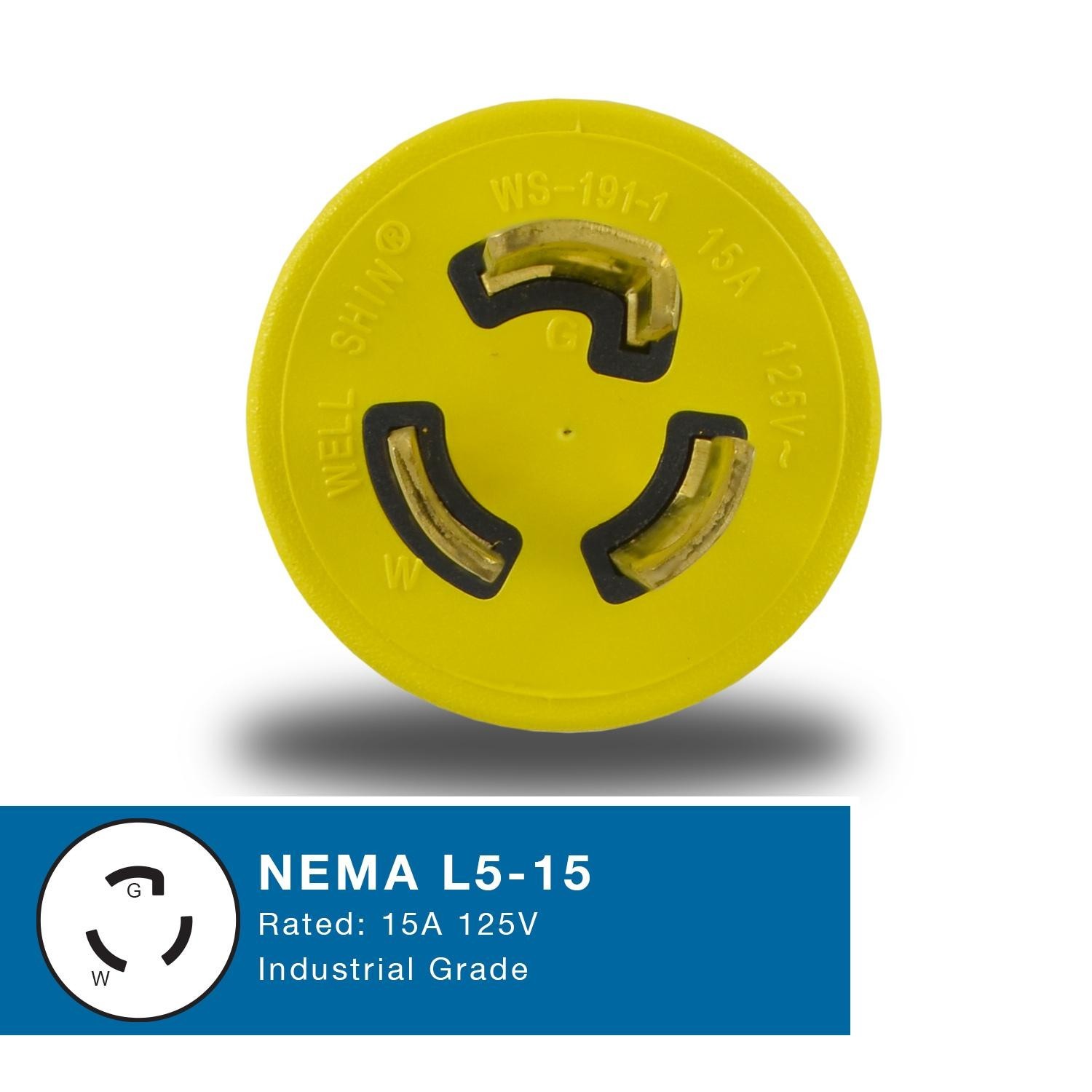 Conntek 30128-YW Plug Adapter NEMA L5-15P to 5-15/20R