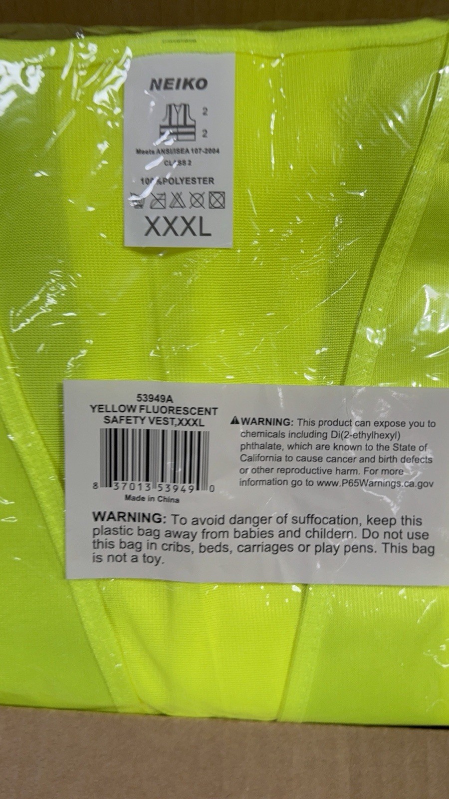20-pack Neiko High Visibility Safety Vest, ANSI Class 2, No Pocket,XXXL