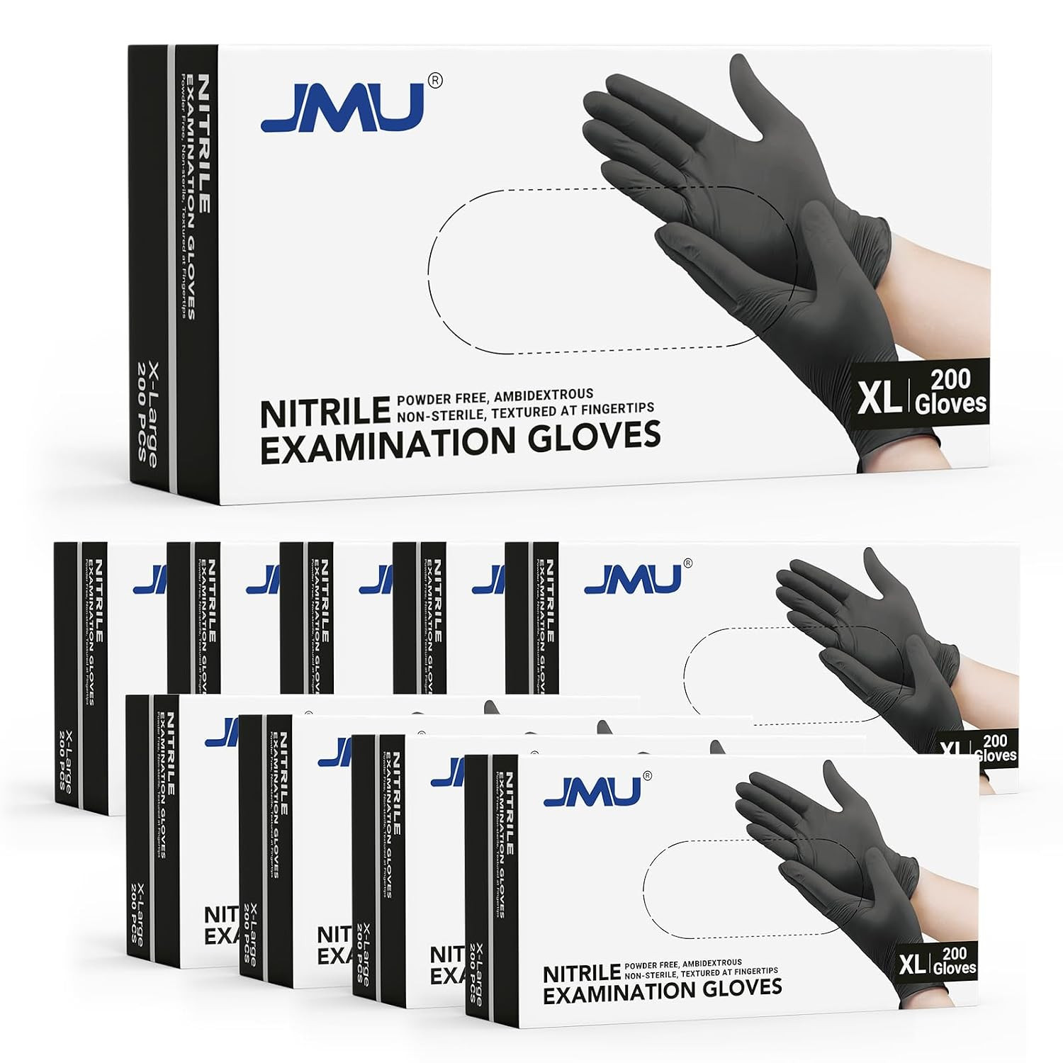 Black Nitrile Gloves Medium Bulk, Case of 1200, 3.5Mil, Latex Free Powder Free