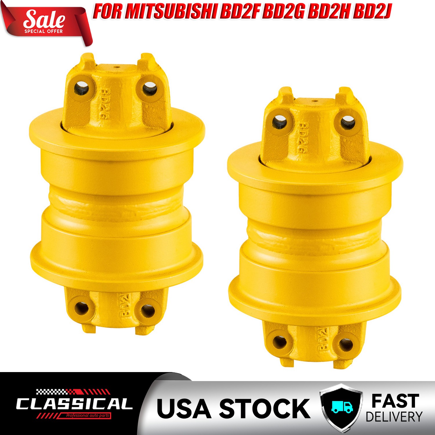 2PCS TRACK ROLLER FOR MITSUBISHI BD2F BD2H BD2J BD2G UNDERCARRIAGE BOTTOM ROLLER