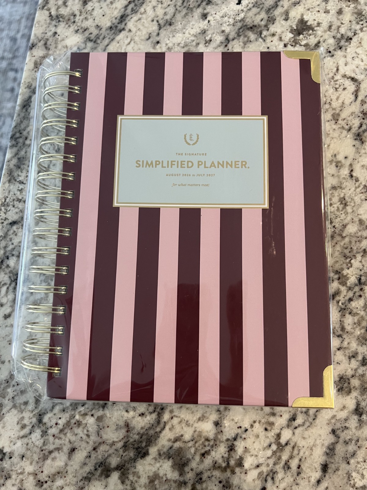 Aug 2026- July 2027 Spiral Daily Simplified Planner Berry Stripe by Emily Ley