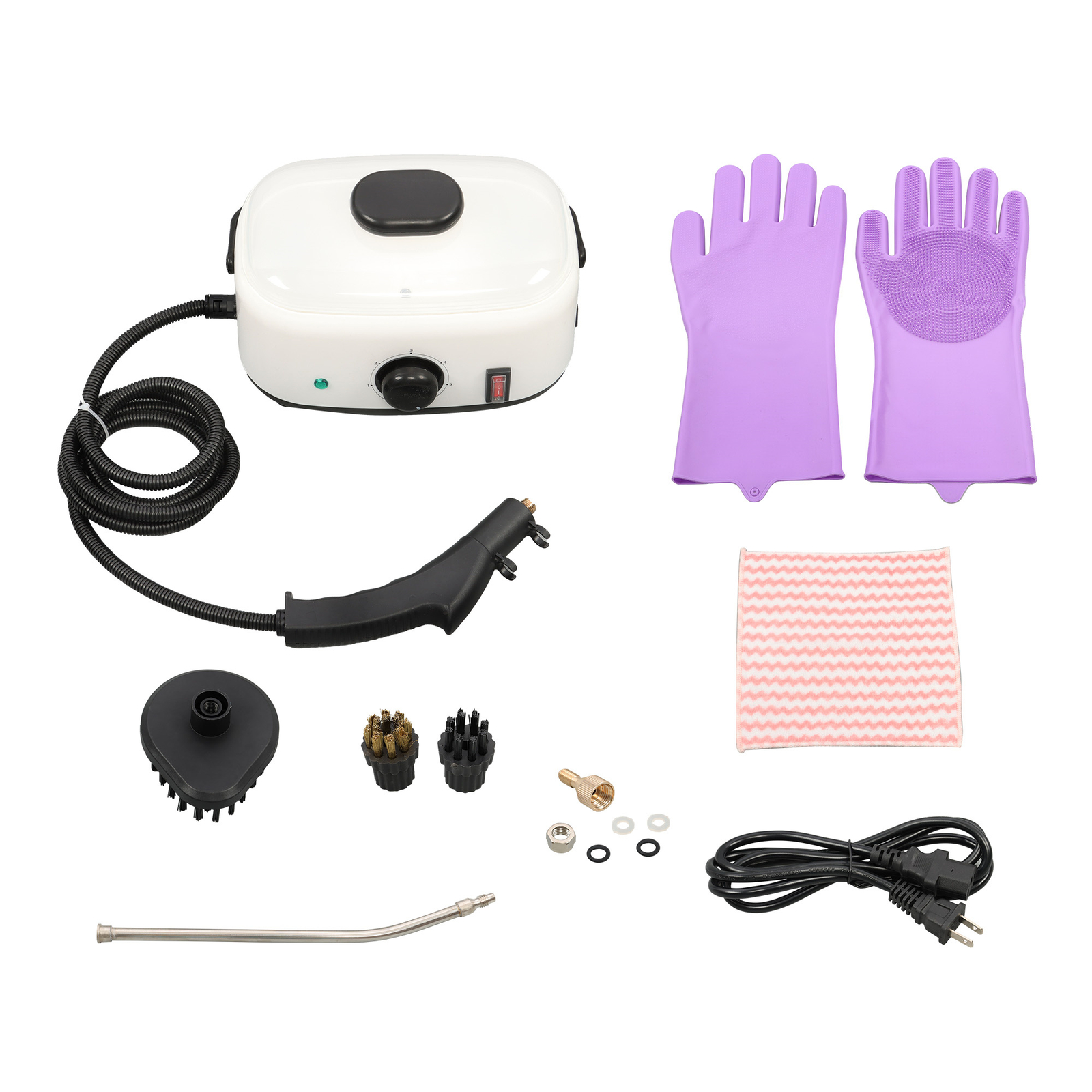 2500W Steam Cleaner 1500ml 110V Portable-Car Engine Degreasing&Tile Grout White