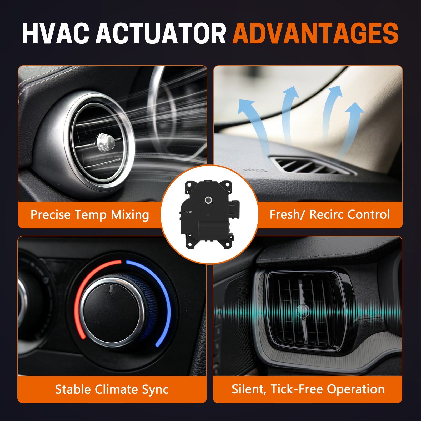 SINTLY HVAC Blend Door Actuator Right Main Temperature for Honda Accord 604-882