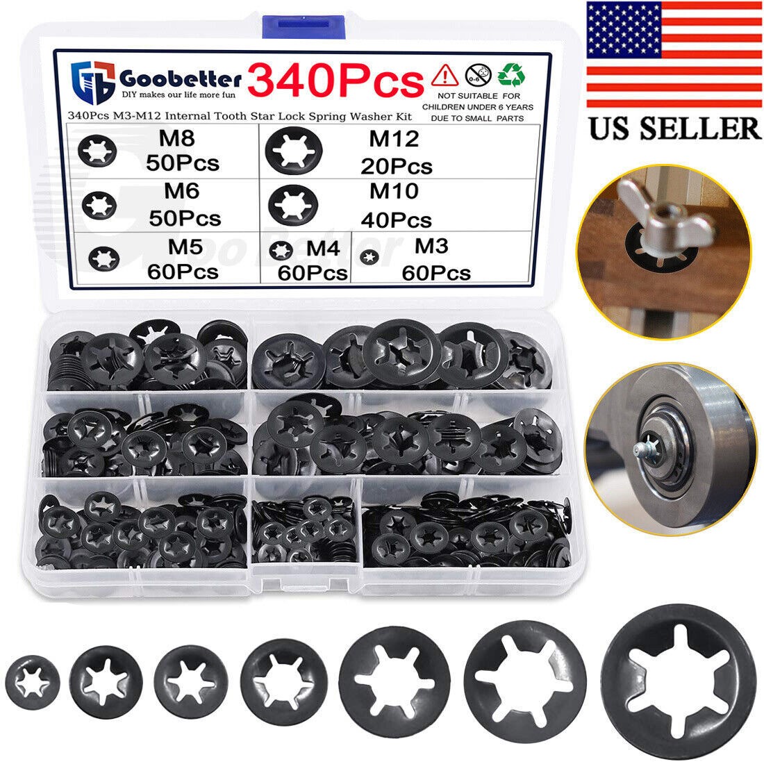 340x Clamp Washer Retaining Ring Lock Fastener Combination Kit Quick Lock Washer