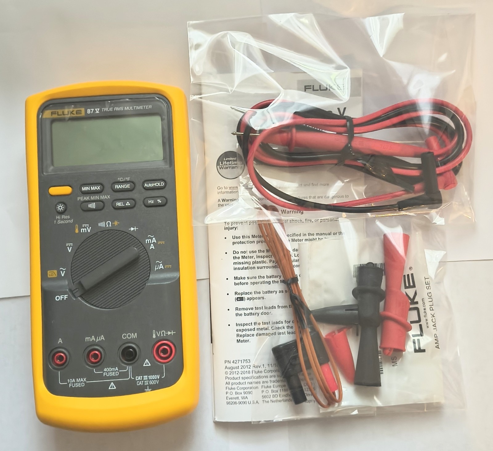 New Fluke 87V * Industrial True RMS Heavy Duty Multimeter With Temperature