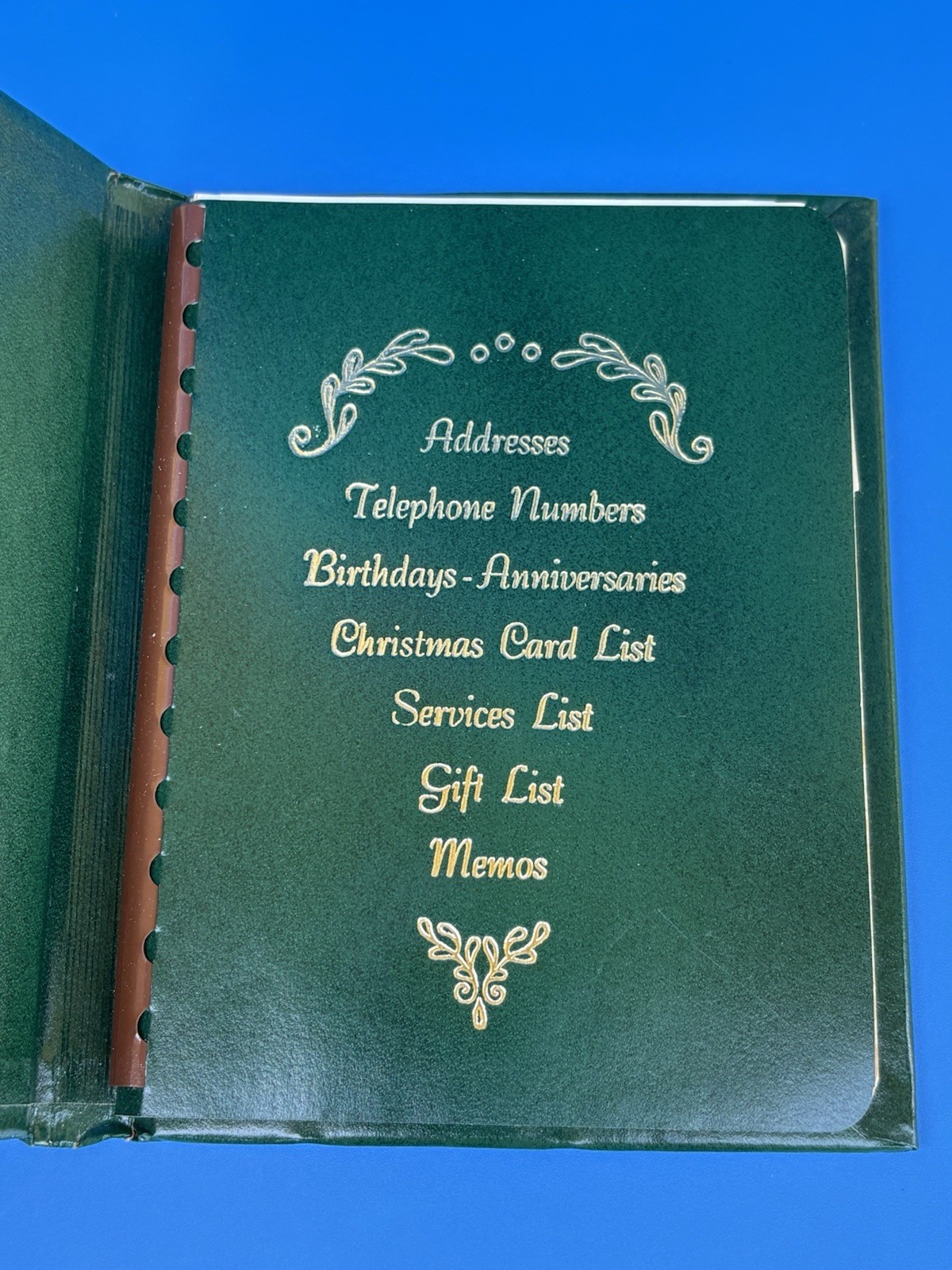 True Vintage 20th Century Addresses Phonebook Planner Dark Green Unused Memo