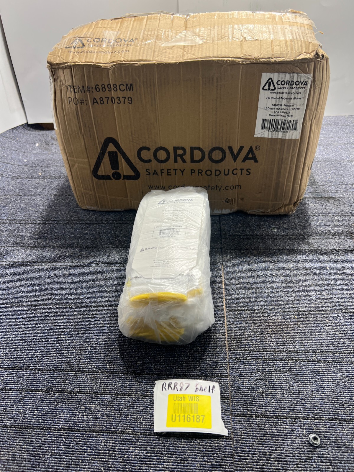 QTY 144 Cordova Standard Gloves 13-Gauge White Polyester Shell Medium 6898CM
