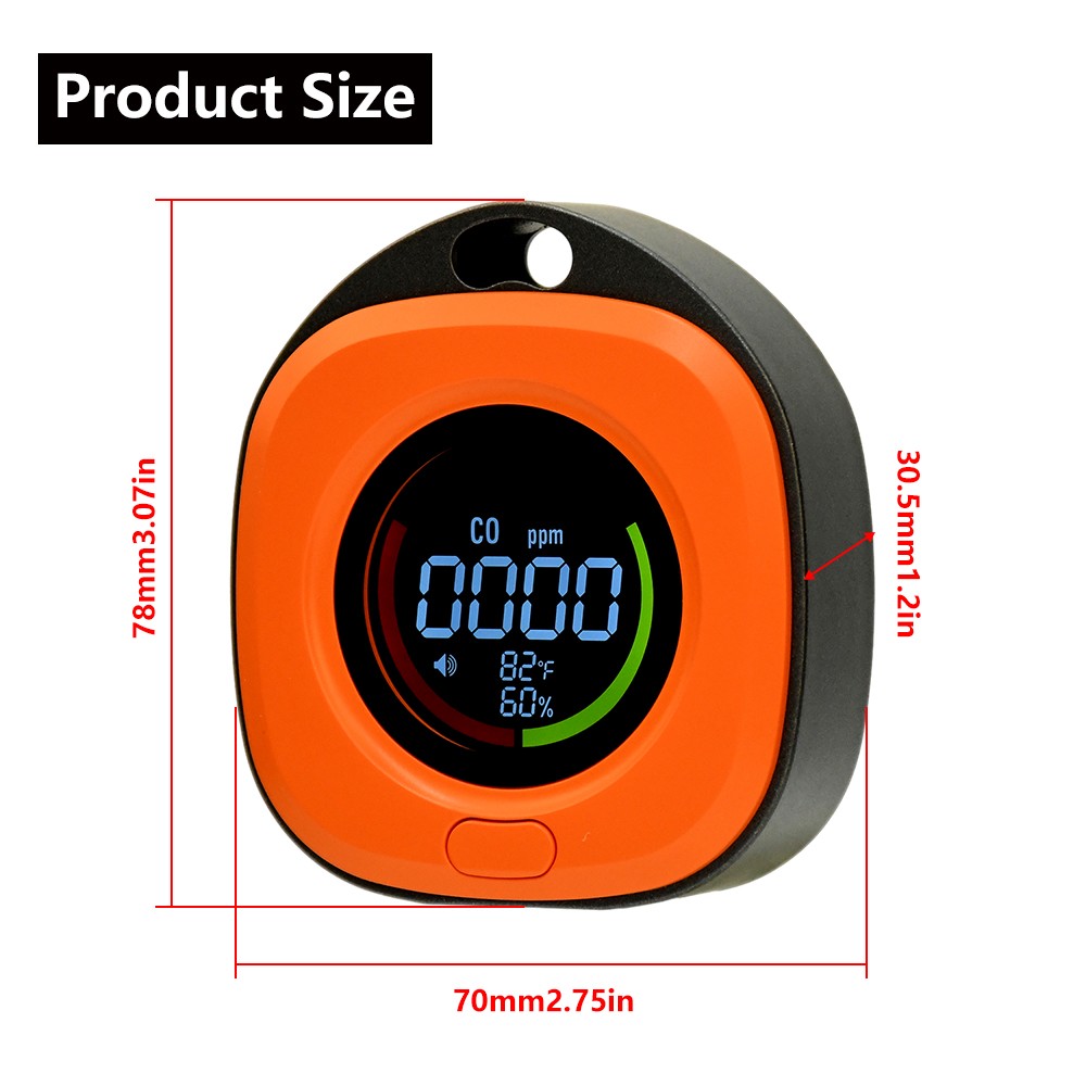Carbon Monoxide Detector Real-Time Temperature Humidity CO Gas Monitor Device