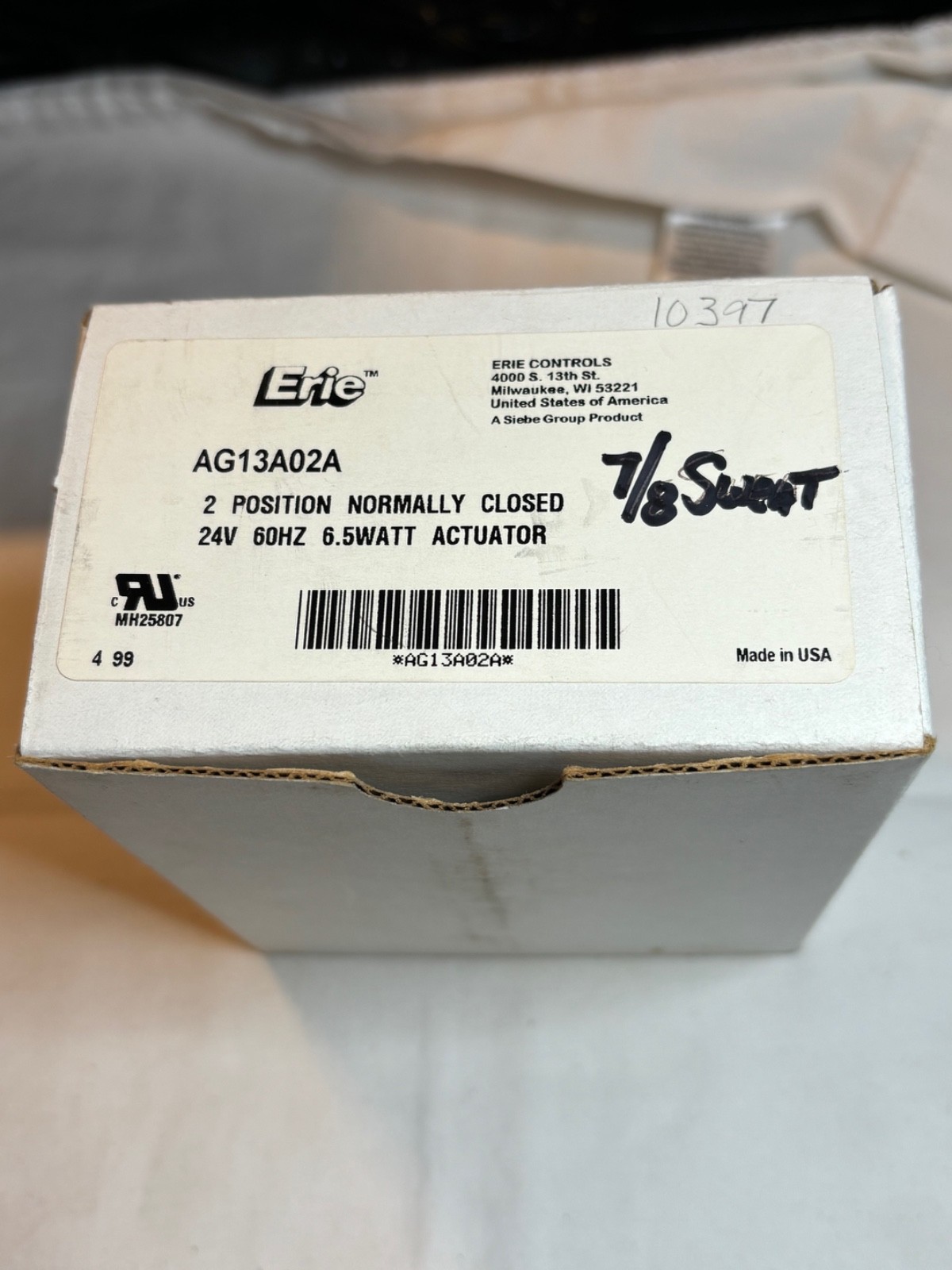 Erie AG13A02A Actuator 24V, 6.5W, Class 2 with 7/8″ Sweat Connection