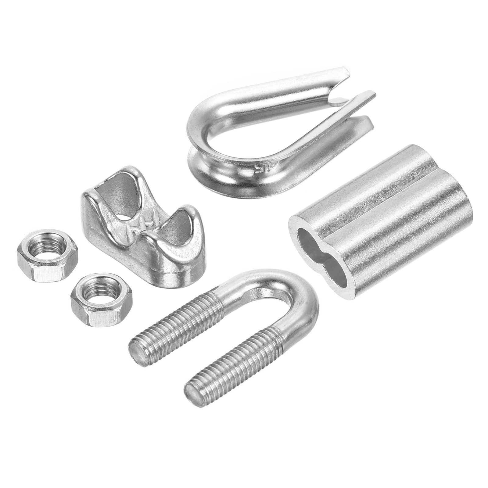 24Pack 3/16″ Wire Rope Kit M5 Stainless Steel Thimbles Clamps Crimping Loop