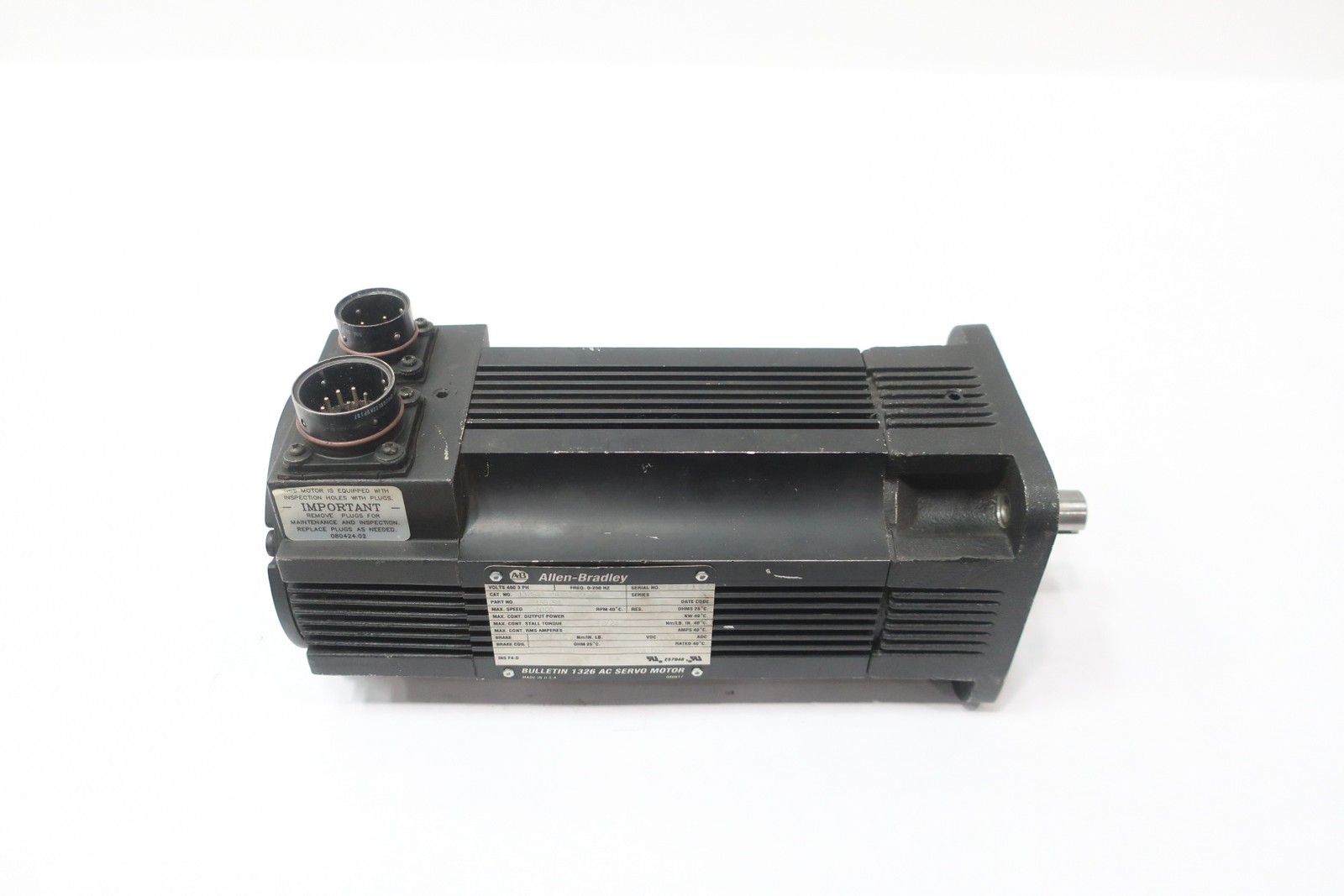 Allen Bradley 1326AB-B410G-21-K4 Servo Motor 1kw 5000rpm 2.72nm 460v-ac 3ph