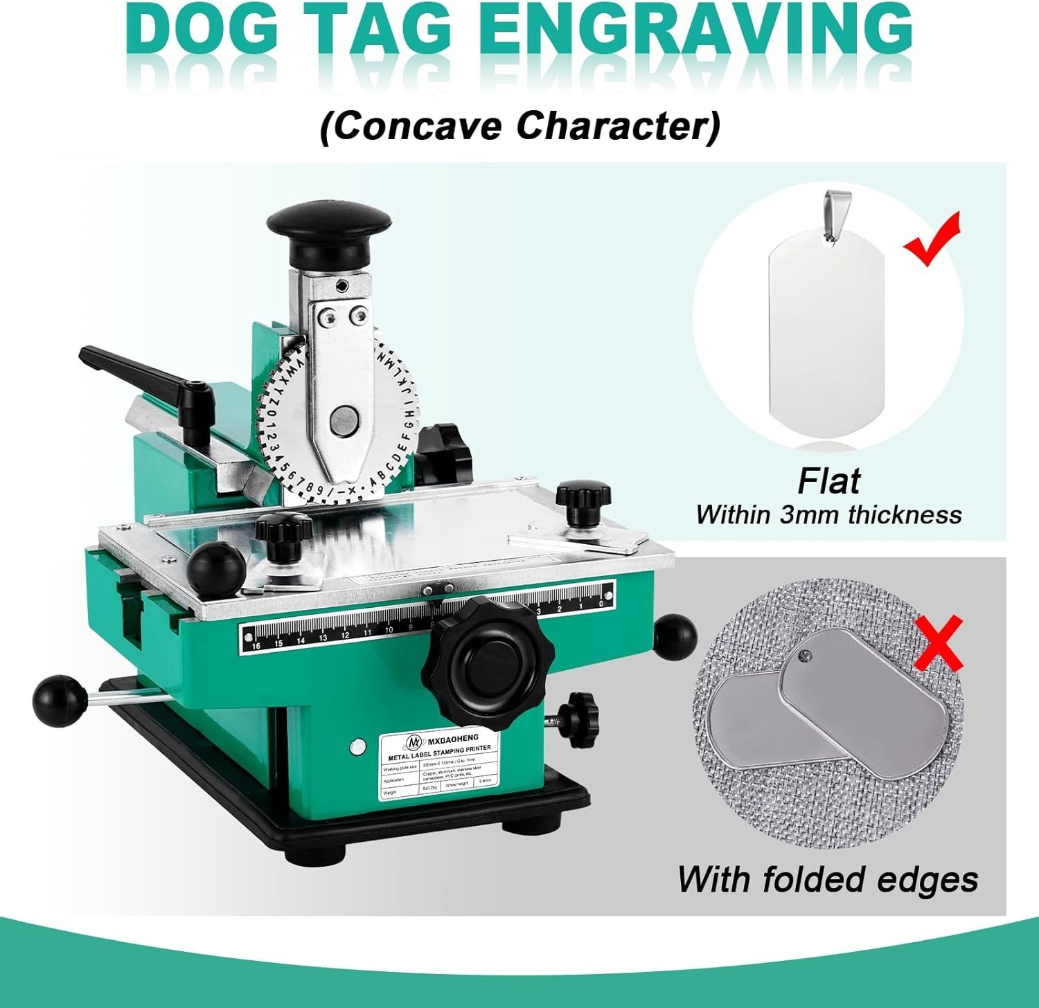 Metal Nameplate Stamping Machine Semi-Automatic Embosser Dog Tag Printer Label M