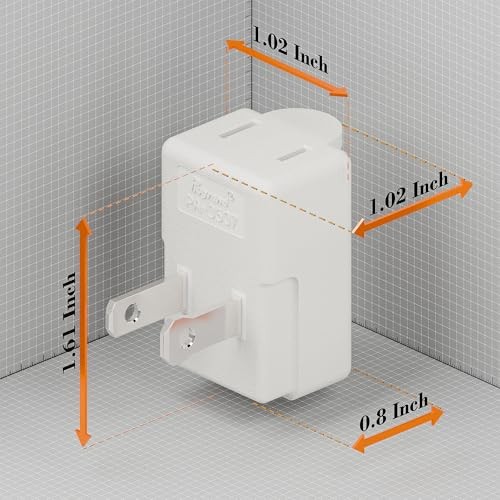 1PC NEMA 1-15P to 1-15R 90° Up Angle 2-Prong US Power Adapter White
