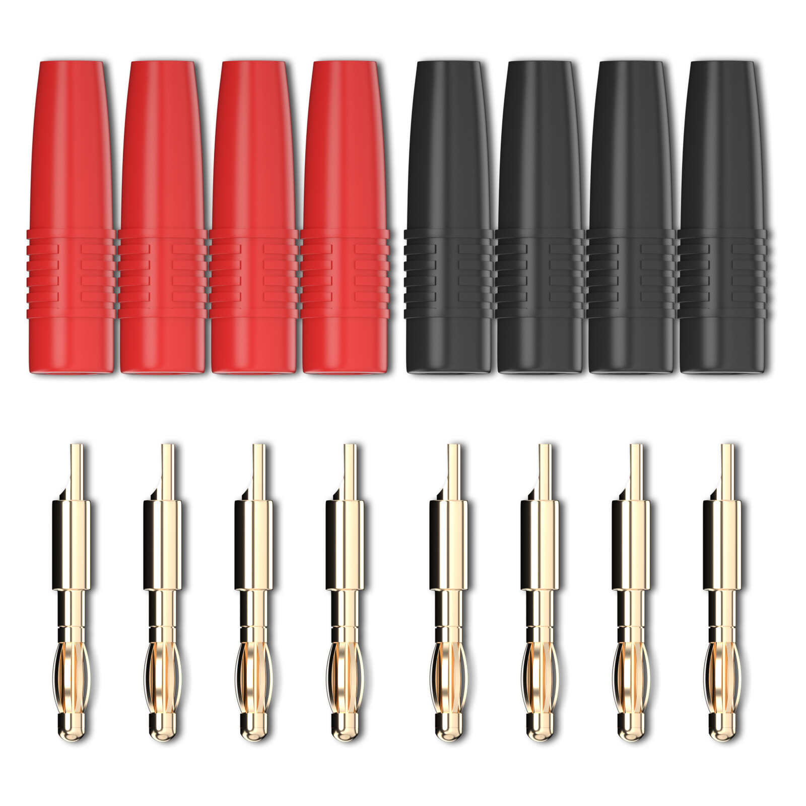 8 Pack 4mm Banana Plug Male Connector Gold Plated Solder Type Adapter for DIY
