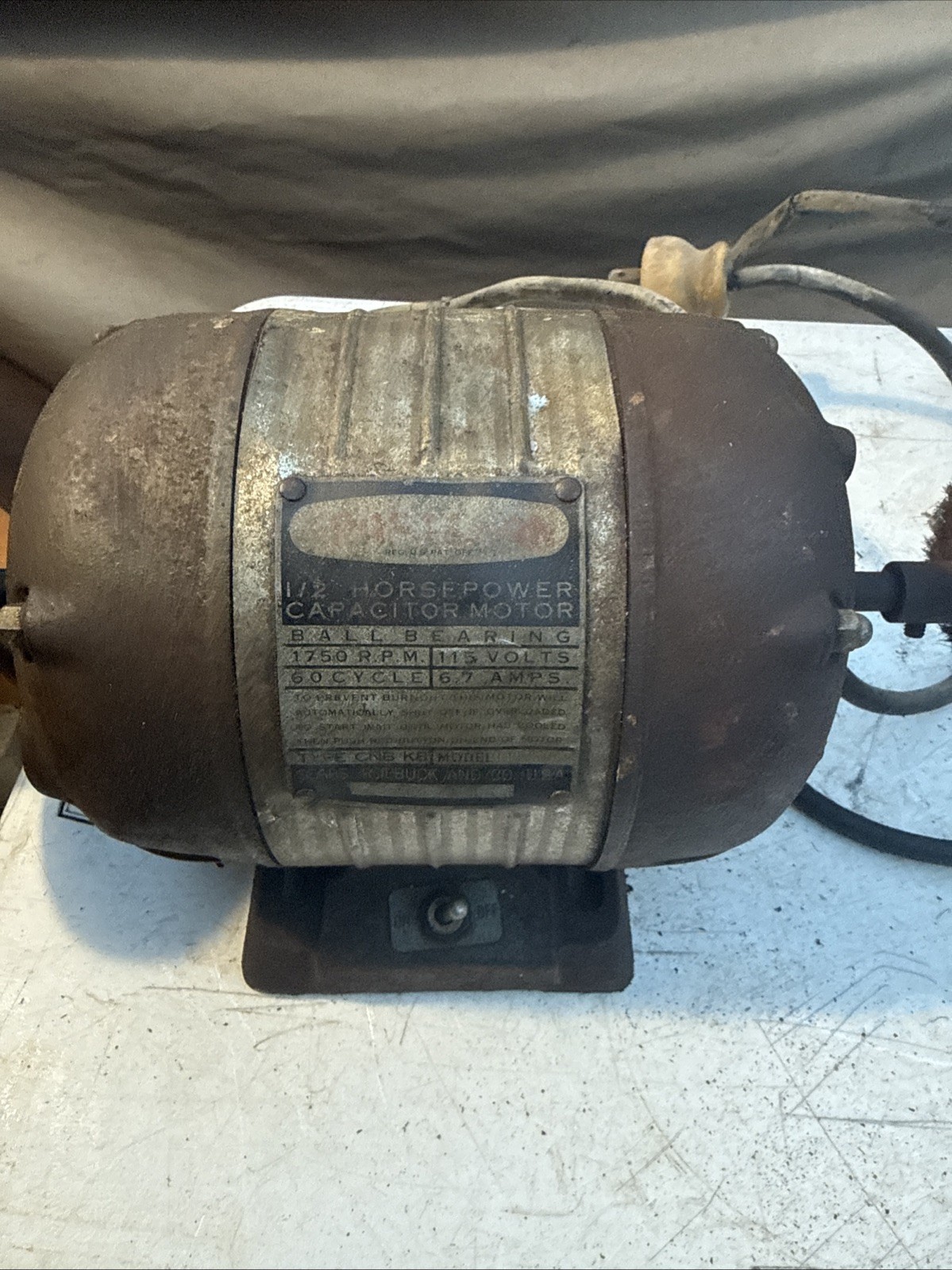 VINTAGE Craftsman 115v electric motor 1/2 hp/1750 RPM Model 115.6962. Needs Cord