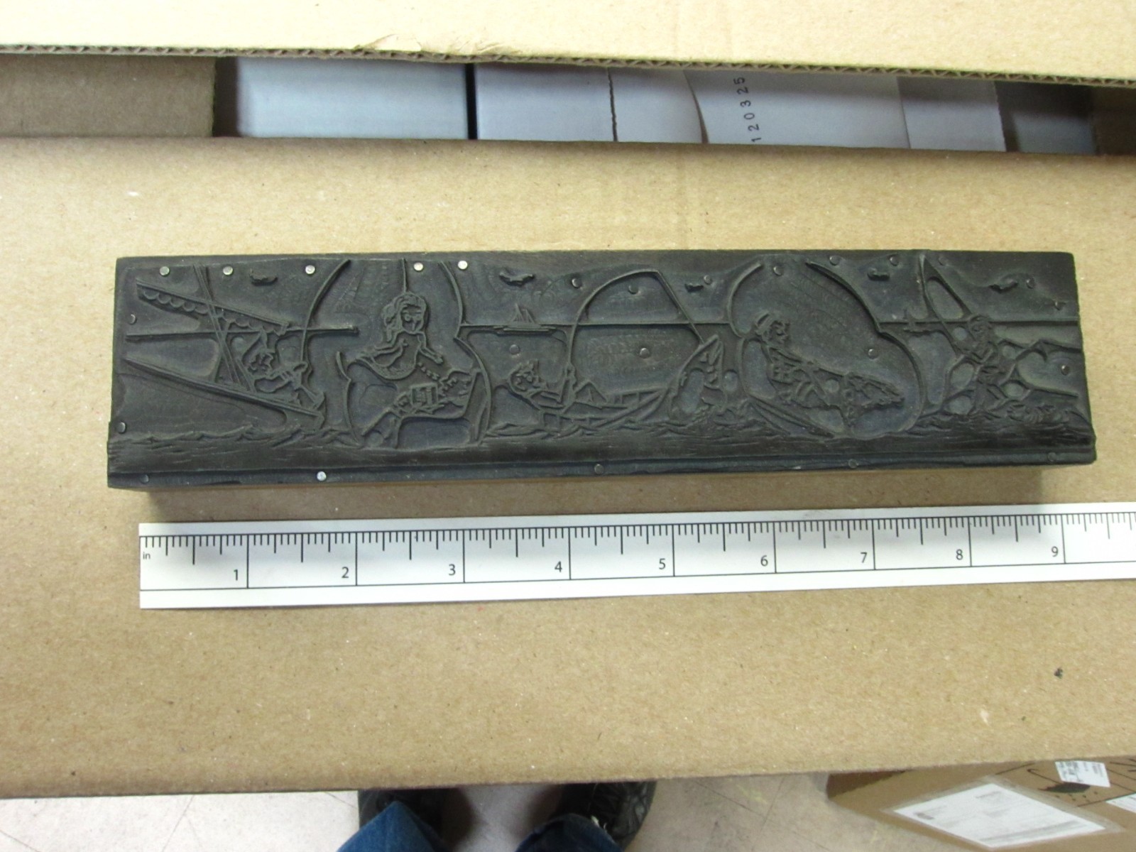 Printing Letterpress Printers Cut, Large Printers Cut «Whimsical Fishing » Zinc