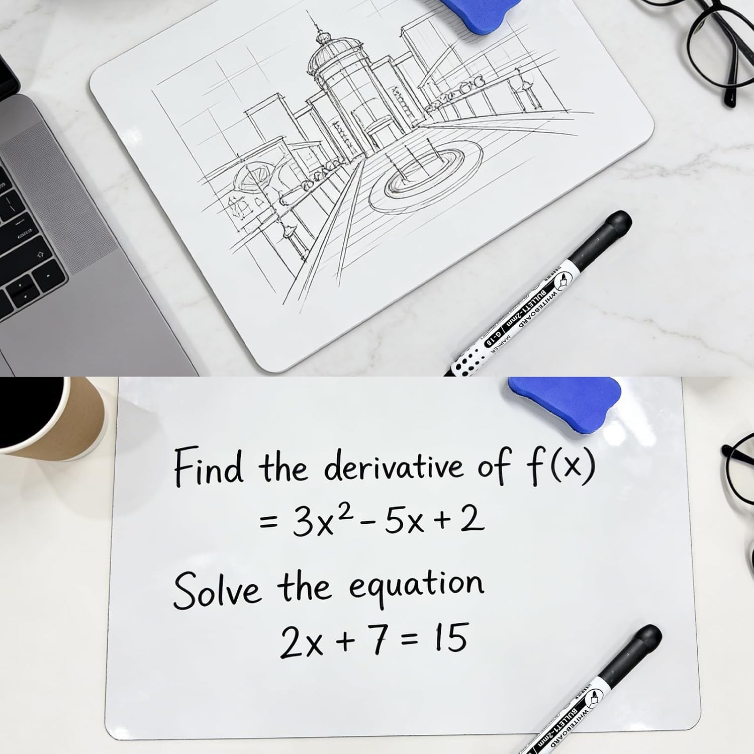 Double Sided Portable White Board 9”x12” Small Dry Erase Board, Mini