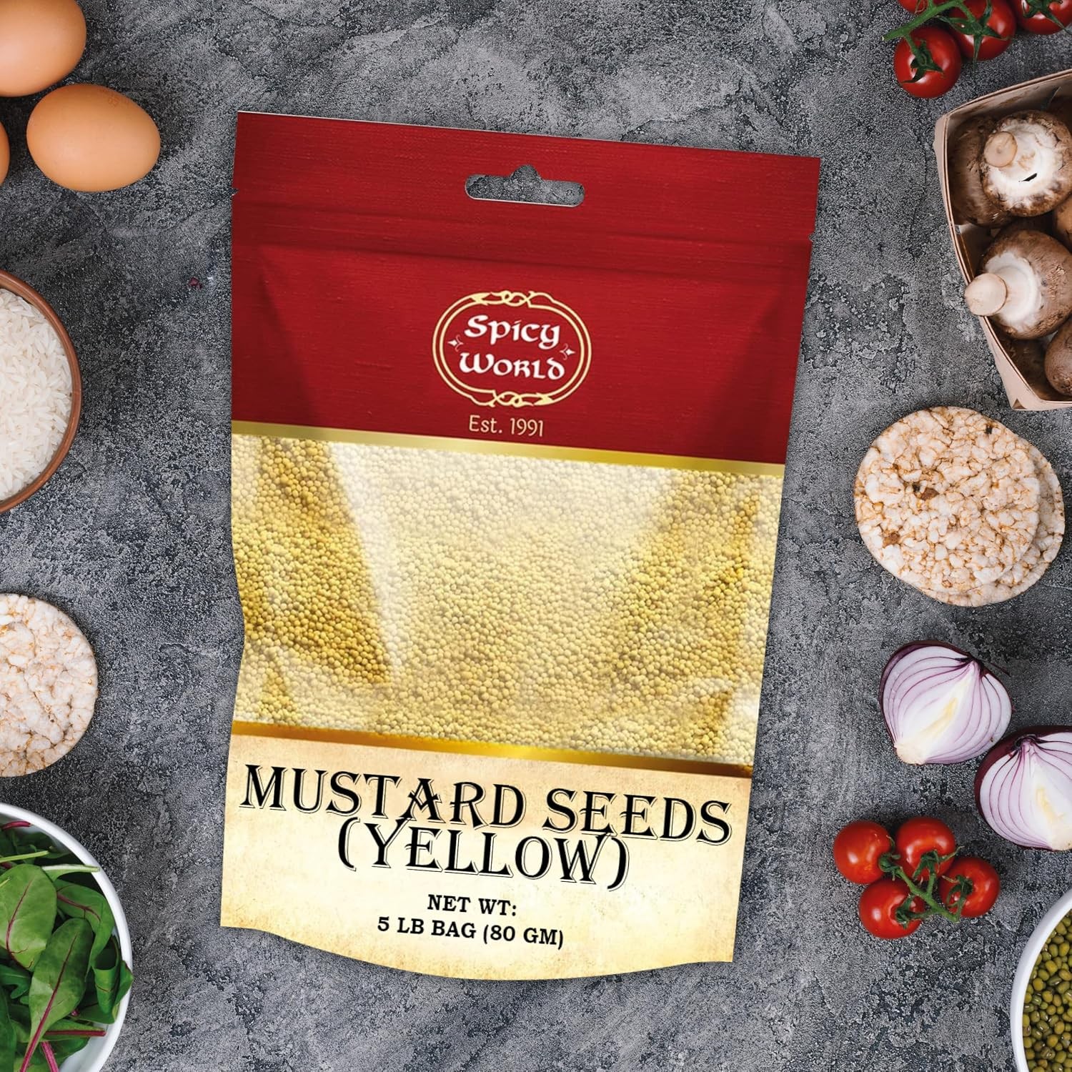 Yellow Mustard Seeds Bulk, 5-Pounds