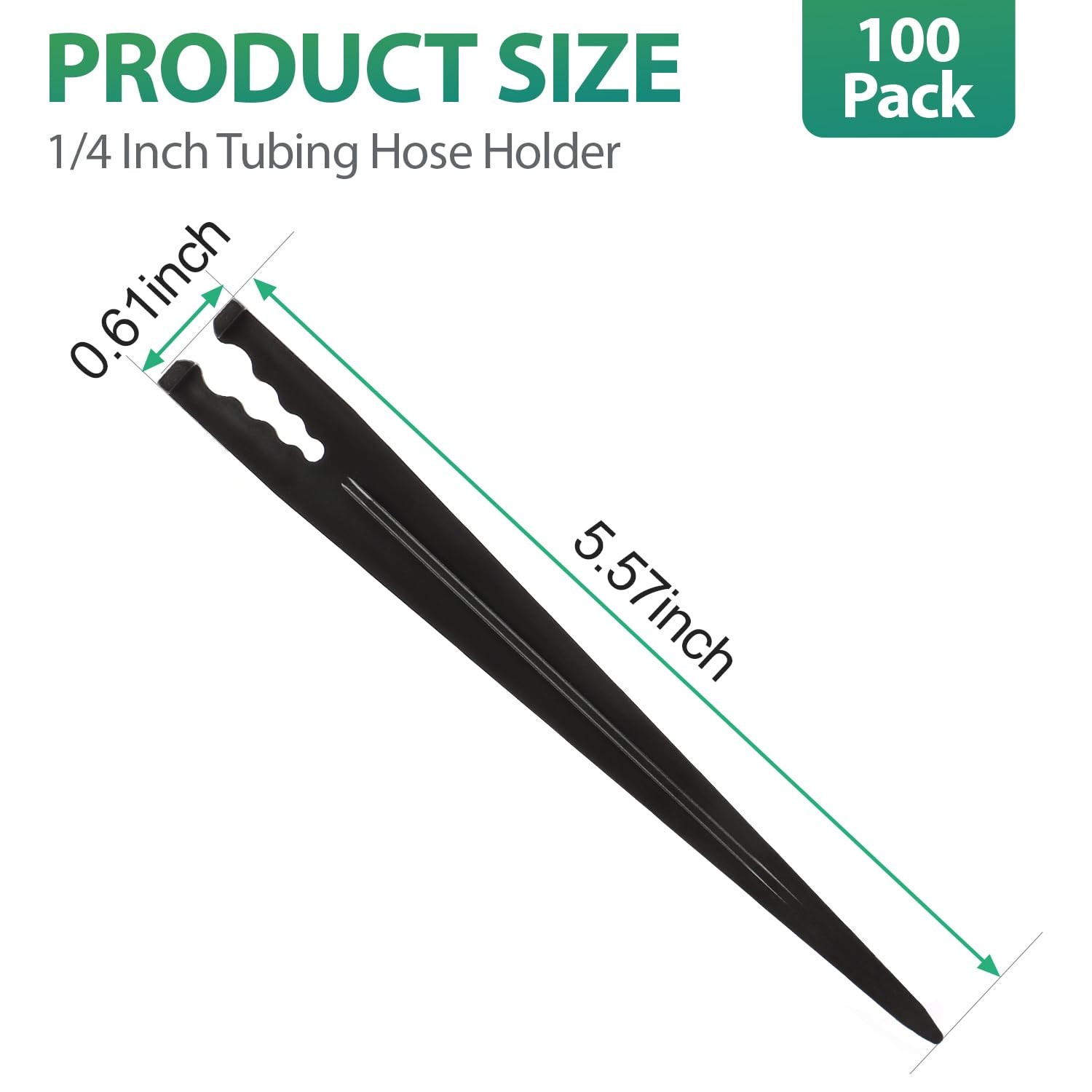 100 Pack 1/4 Inch Drip Irrigation Support Stakes, Plastic, 5.68 Inch, Barb Conne