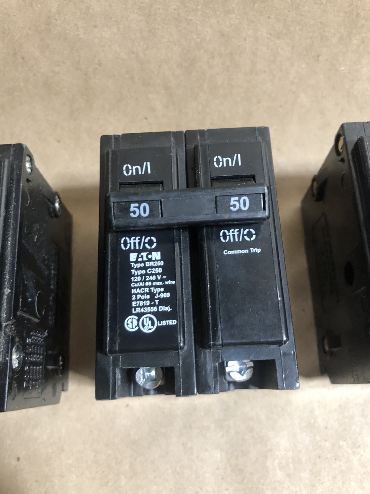 Lot Of Eaton 2 Pole Unit Circuit Breakers Type C Common Trip (70amp, 50, 40, 20)