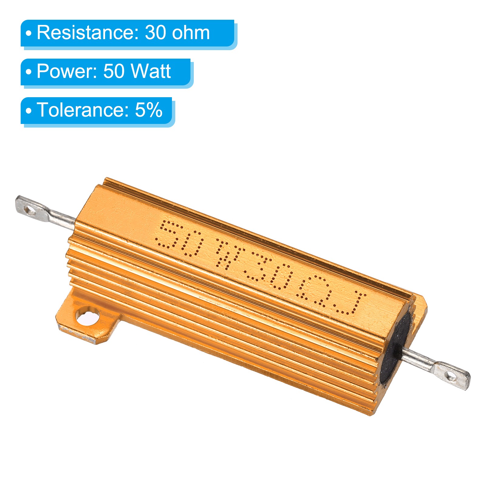 50W 30 Ohm Aluminum Shell Resistor, 3Pcs Aluminum Housing Resistor