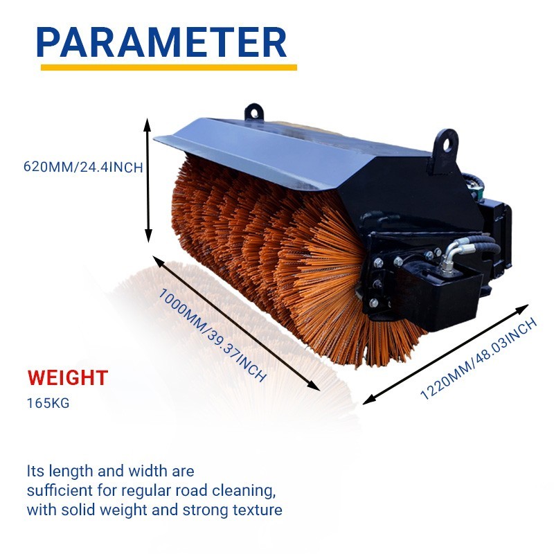 39in Hydraulic 30° Angle Broom Sweeper Attachment For Mini Skid Steer Loader