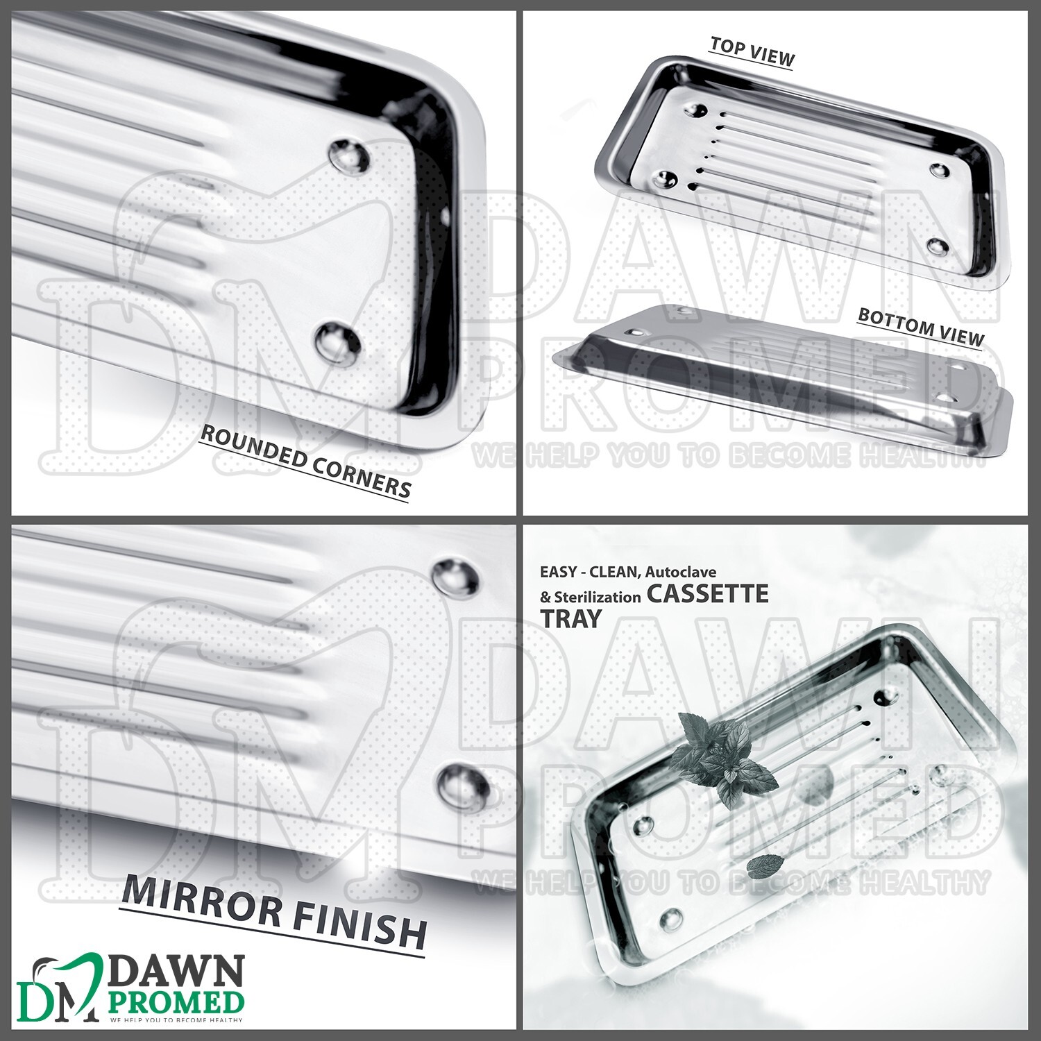 4 Pcs Basic Dental Instruments Set With Scaler Tray, Mirror, Explorer, & Picker
