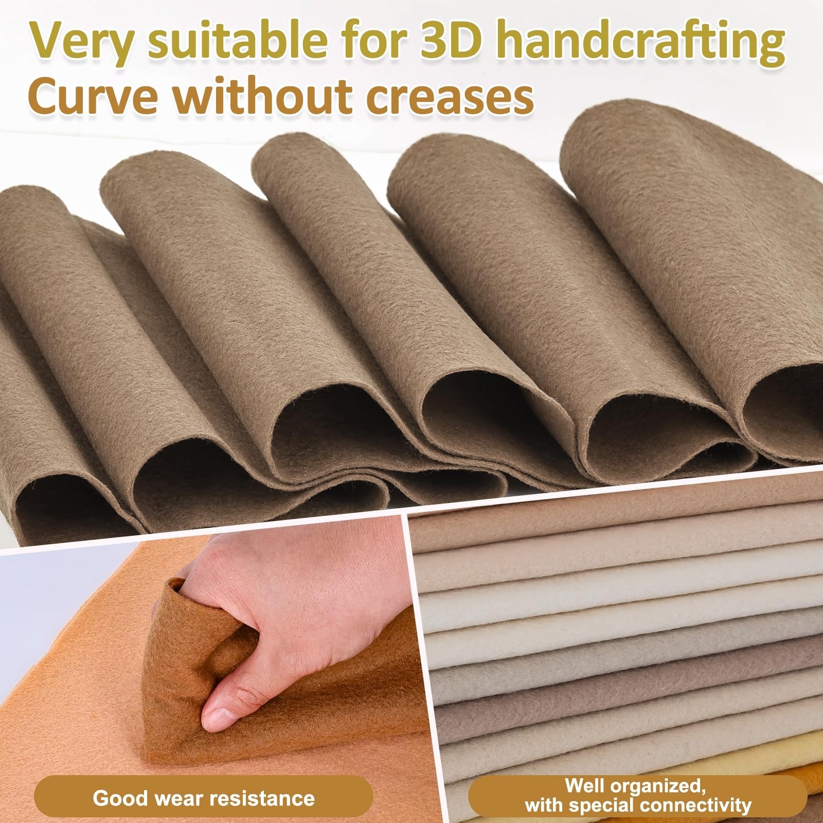 XSEINO 13 Rolls 8″x35″ 1.4mm Thick Soft Felt Fabric Sheet 13 Assorted Light B…