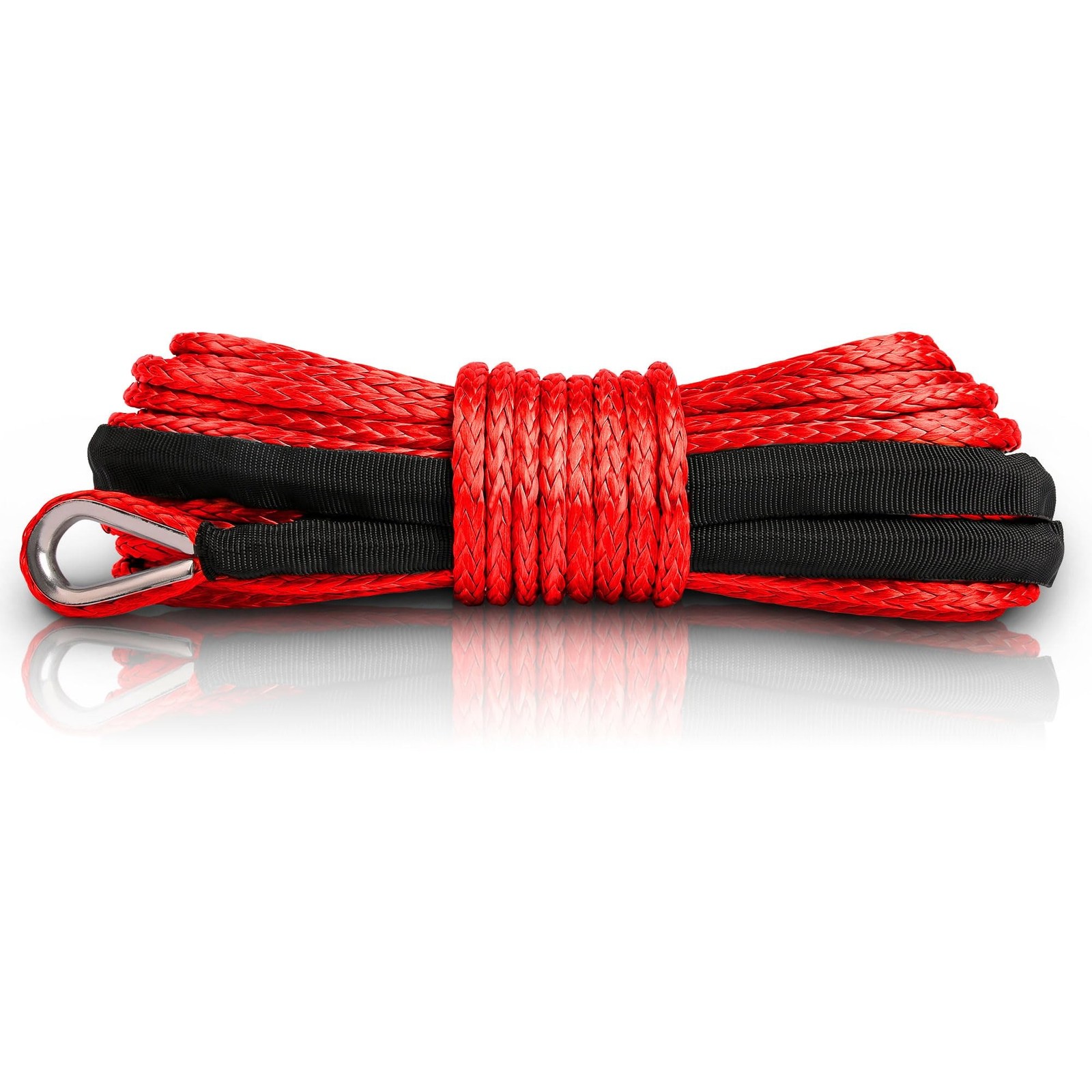 XPV SK75 1/4″ x 50‘ Dyneema Synthetic Winch Rope Cable with Black Protecti