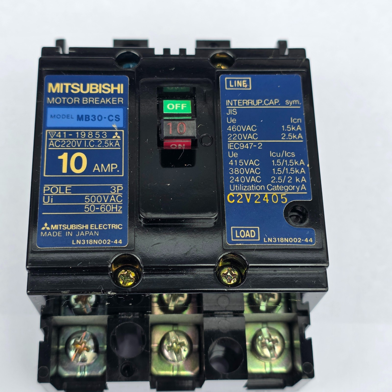 Mitsubishi MB30-CS 10A 3 Pole Motor Circuit Breaker 220VAC Open Box Japan