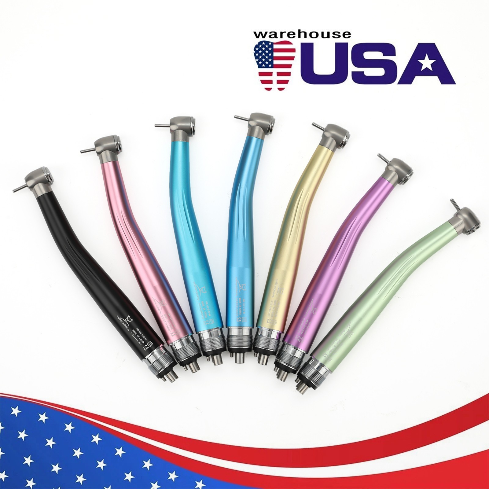 NSK Style Dental High Speed Handpiece 4Hole Turbine Push Button 7 Color