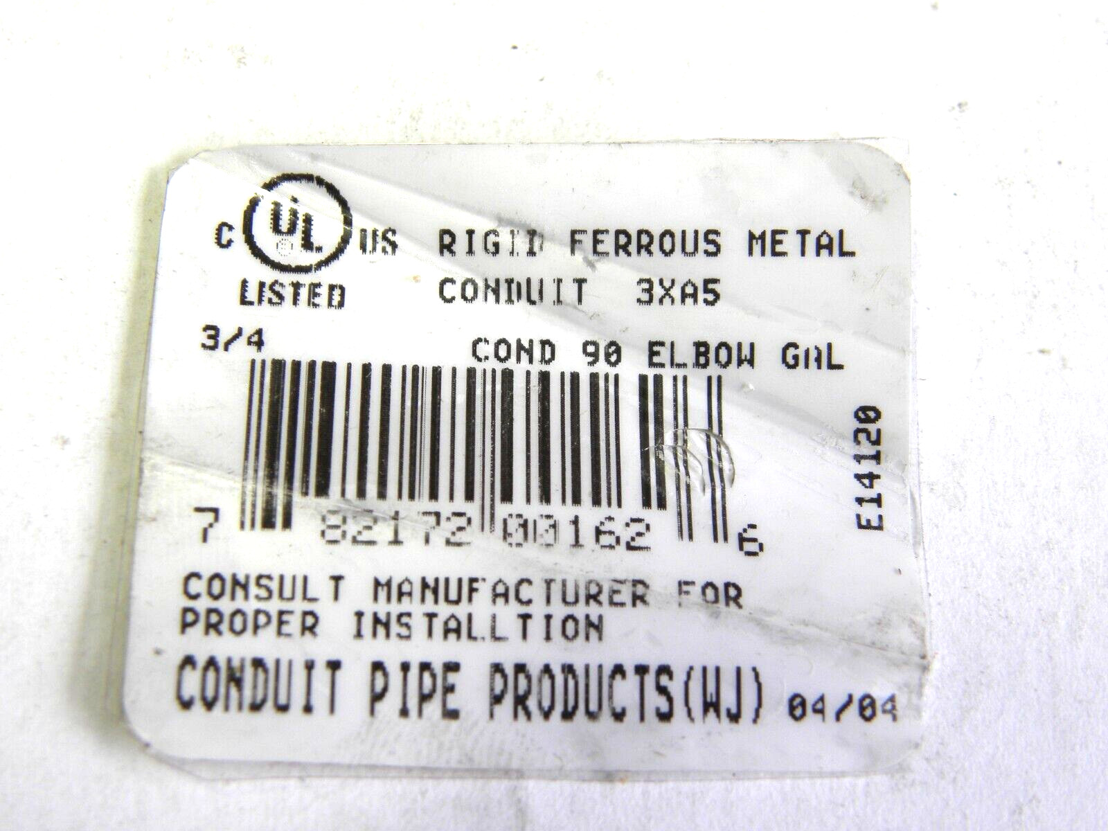 Rigid Metal Conduit RMC Elbow, 90-Degree Sweep, 3/4-In. Threaded, Galvanized