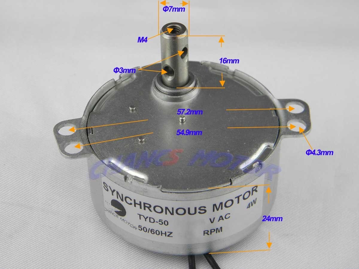 Low Noise 7.5 9RPM Electric Motor AC 110 120V Synchronous CCW Rotation