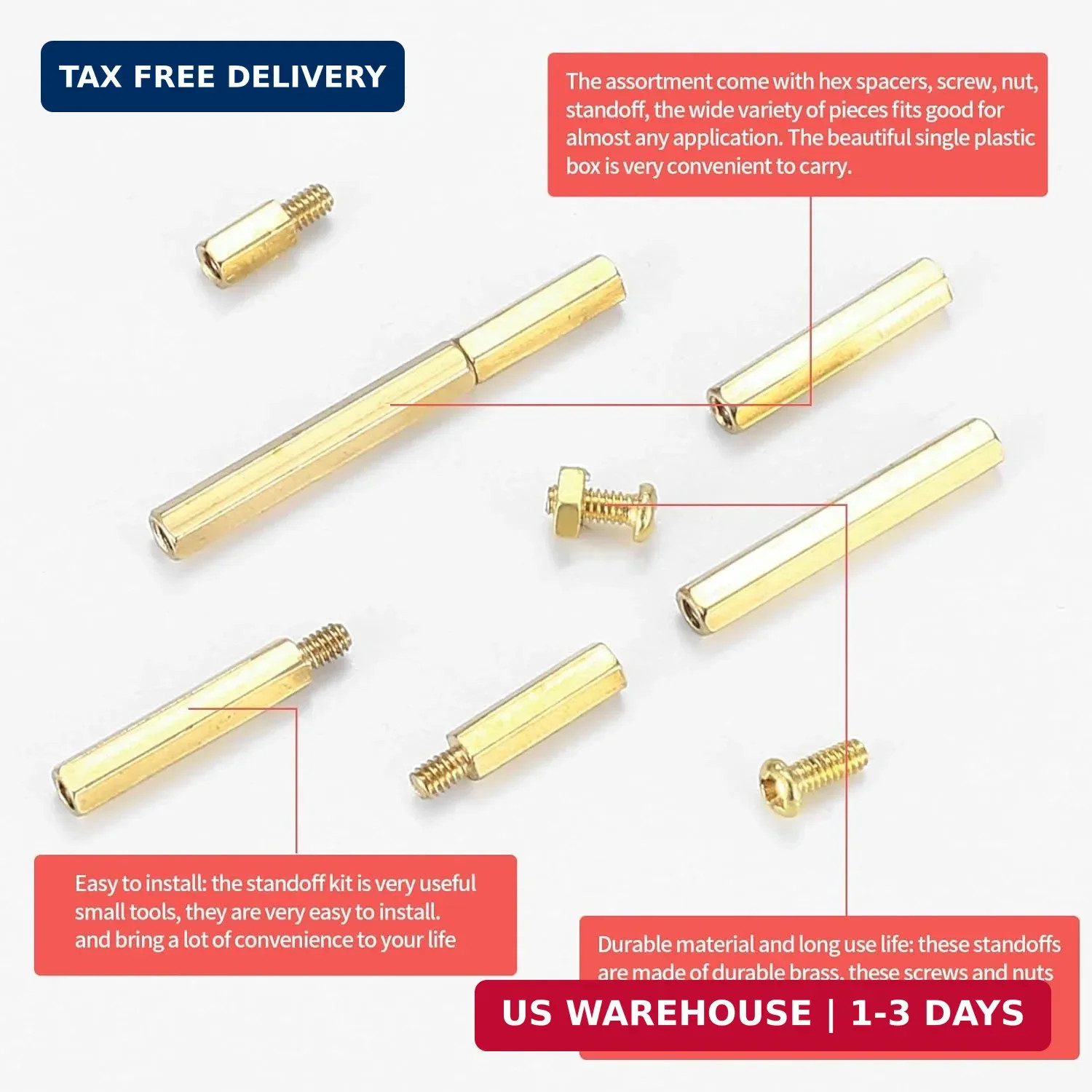 330 Pcs Brass M2 Hex Spacer Standoffs, Screws Nuts Assortment Kit, PCB Circuit B