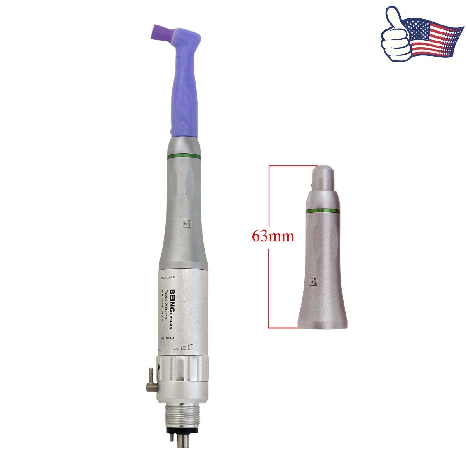 Dental Hygienist Prophy Handpiece Integrity Air Motor 4 Holes 3 Nose Cones Kit