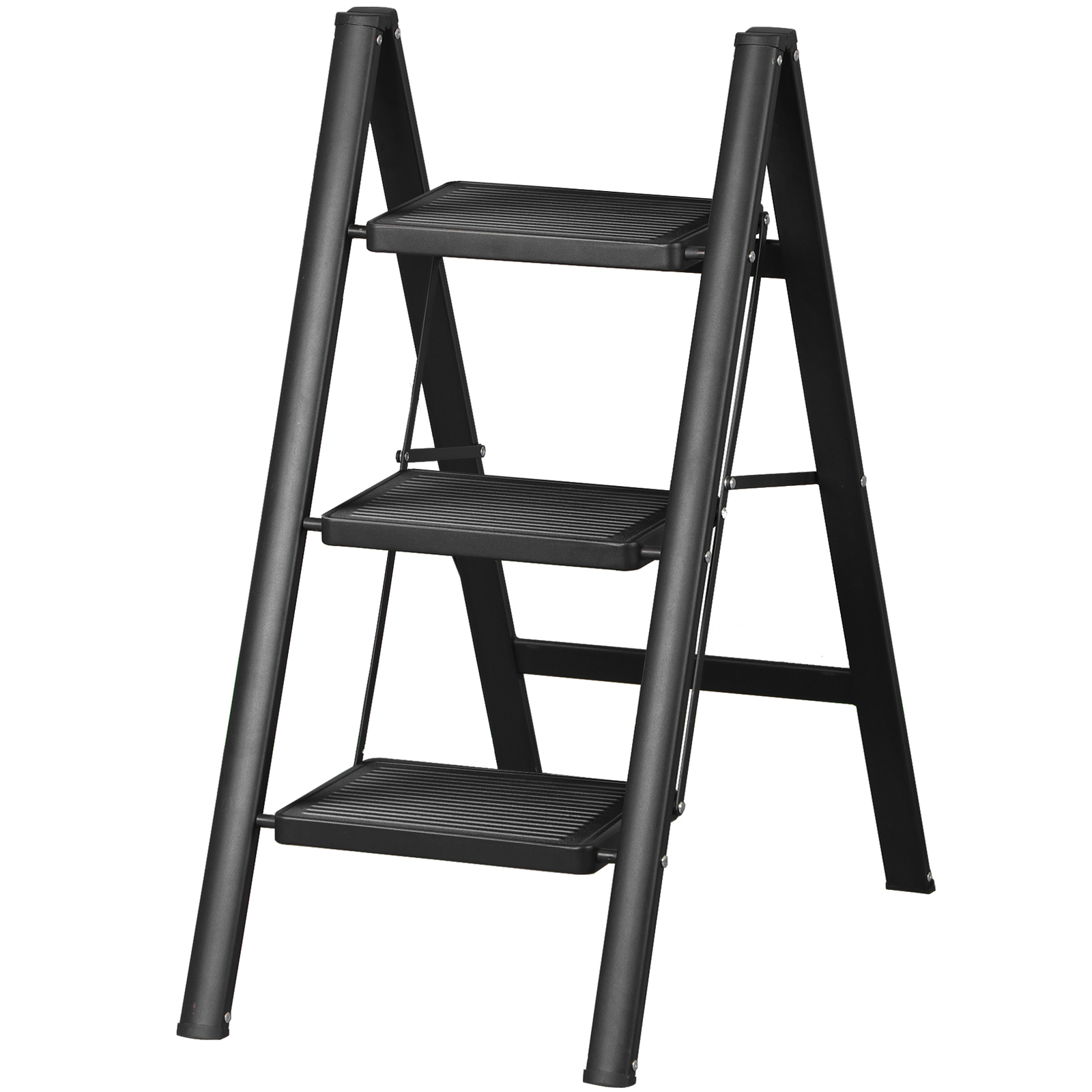 Step Ladder 3 Step Folding Step Stool 330 Lbs for Home Tall Kitchen/Closet Black