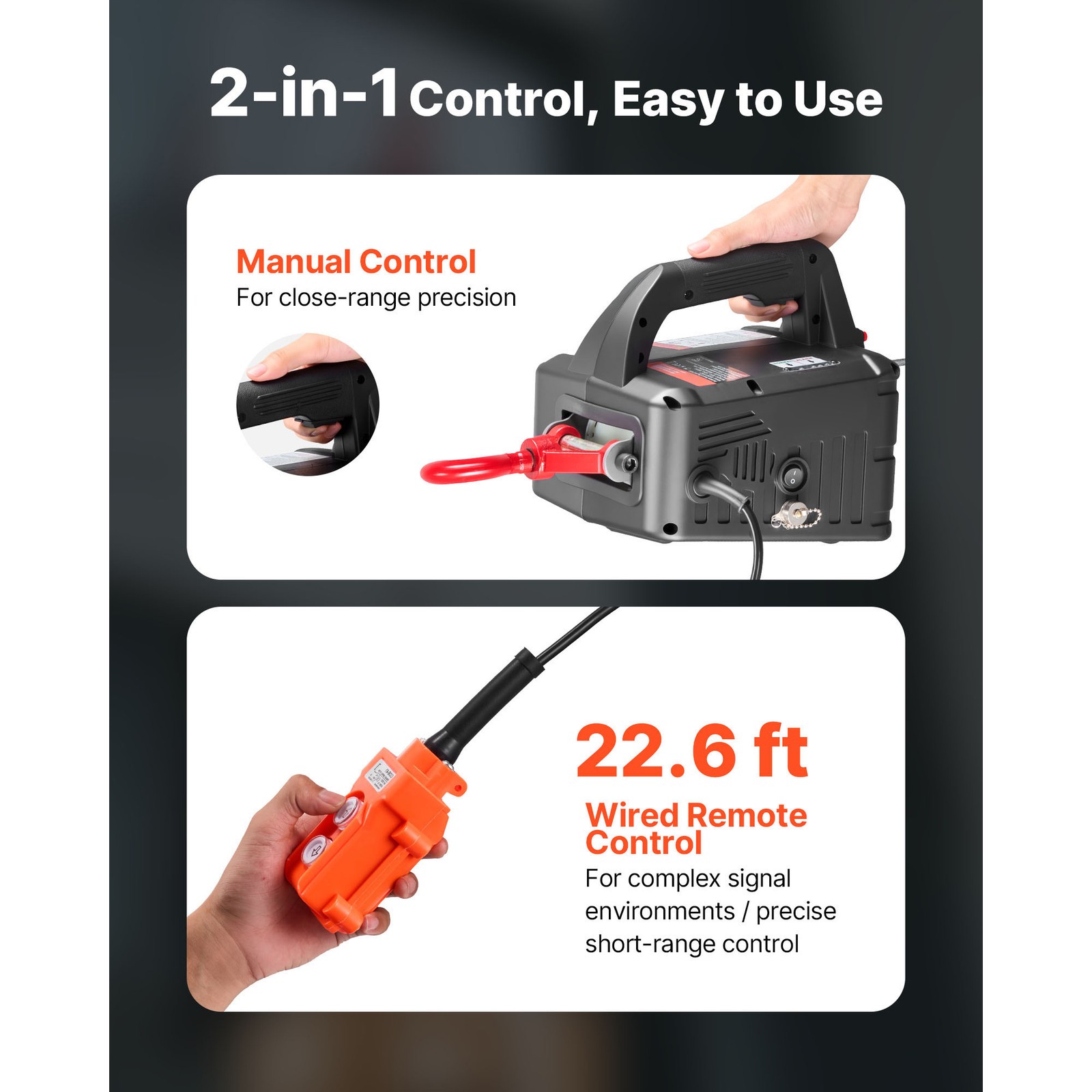 Uimoso 2-in-1 Electric Hoist Winch with Wired Remote Control, 1100 lbs Capacity
