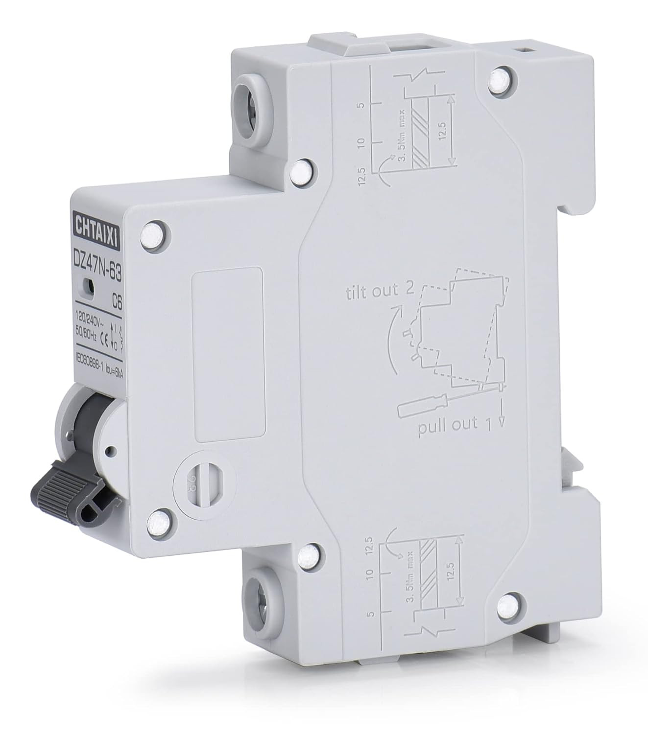 AC Miniature Circuit Breaker, 16 Amp 120V/240V 1 Pole DIN Rail Mount Circuit