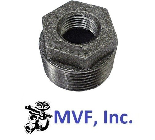 3/4″ MNPT x 3/8″ FNPT Hex Reducing Bushing Black Malleable Iron MI12050341BMI