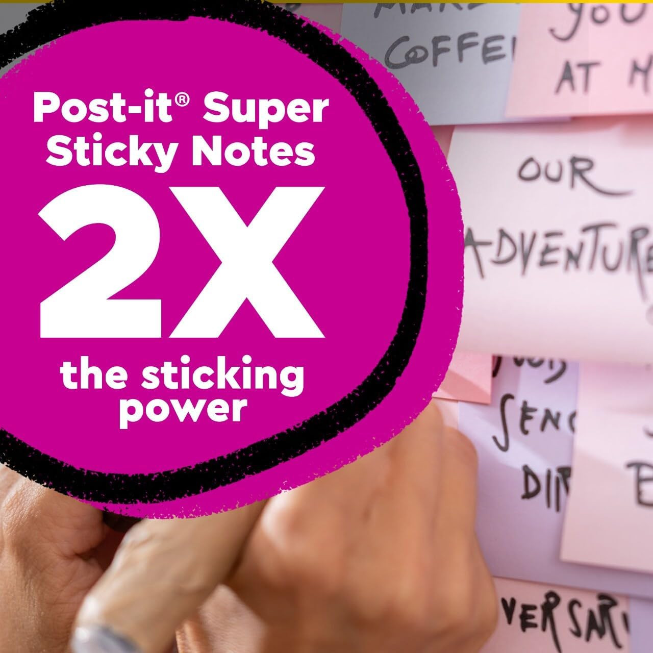 Post-It 100% Recycled Paper Super Sticky Notes, 3 In. X 3 In., 5 Pads, 70 Sheets