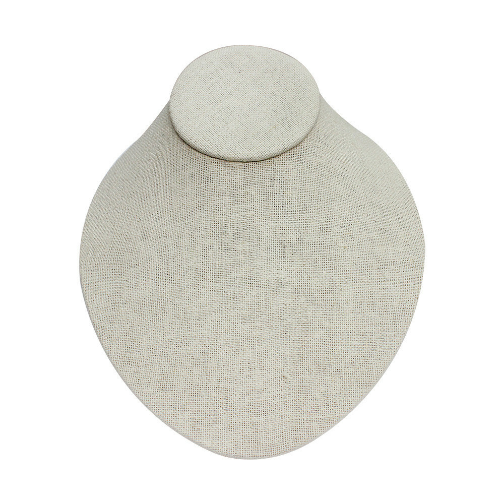 Beige Soft Linen Covered Flat Necklace Display Chain Holder 6-1/2 x 7-1/2x 3-1/2