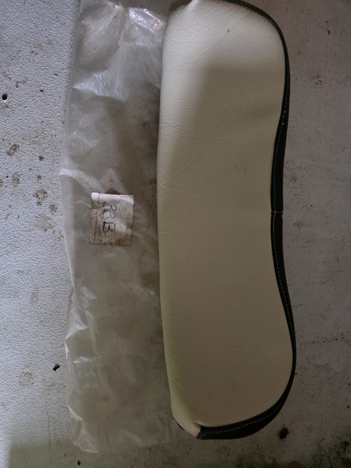 Curved Black And White Tractor Seat Backrest 17″ Wide Marked 33B