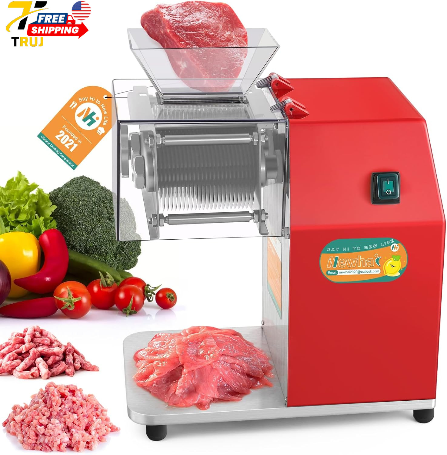 850W Meat Cutter Machine Commercial Meat Cutting Machine 5Mm/0.2Inch Heavy Duty