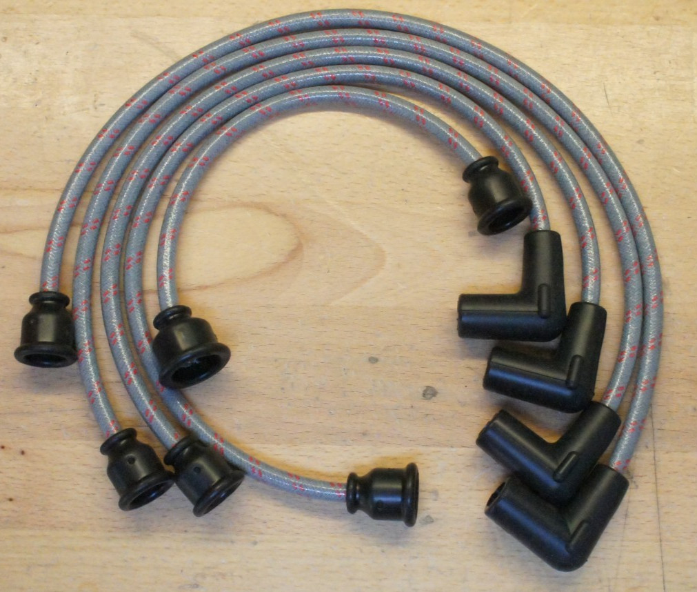 IH Gray & Red Farmall Cub Tractor Cloth Covered Copper Spark Plug Wire Set