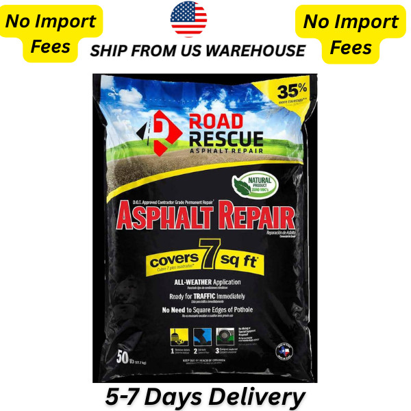 50 Lbs. Asphalt Repair Road Rescue Natural Limestone Rock Blacktop Patch Black